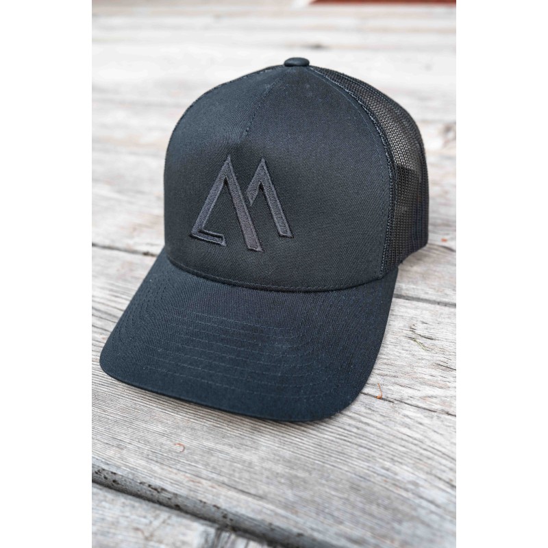 Black on black trucker cap